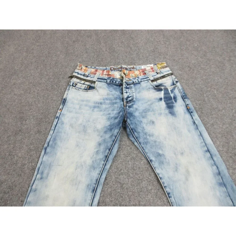 Desigual Pants Mens 36 Blue‎ Denim Jeans Straight Regular Fit Button Fly 36X31
